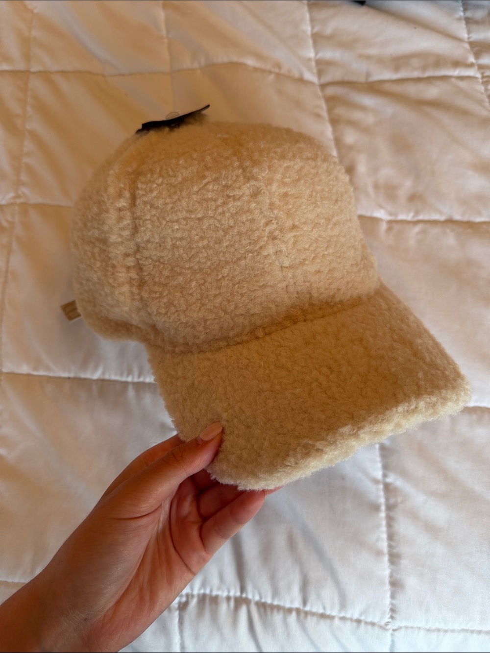 Teddy Fleece Baseball Cap - Cream